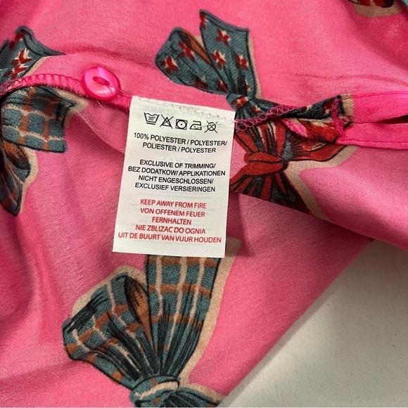 Their Nibs Women’s Medium Satin Shortie Pyjamas Pink Bow Print Sleepwear NWOT - Picture 6 of 13